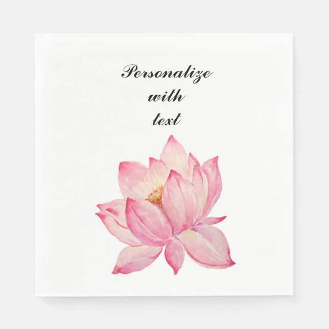 Pink Lotus Flower Bridal Shower Paper Napkins (Front)