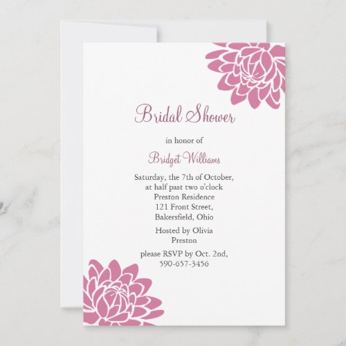 Pink Lotus Flower Bridal Shower (white) Custom Invites