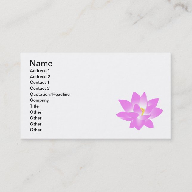 Pink Lotus Flower Business Card (Front)