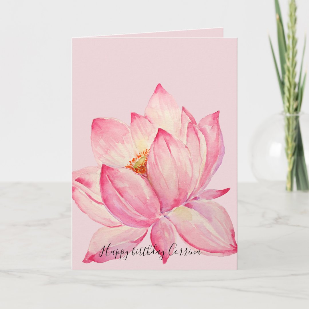 Pink Lotus Flower Card | Zazzle