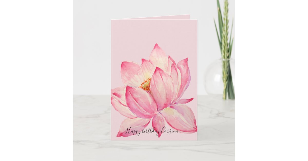 Pink Lotus Flower Card | Zazzle