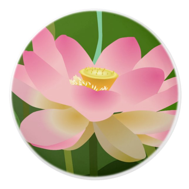 Pink Lotus Flower Ceramic Knob (Front)