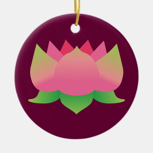 Pink Lotus Flower Ceramic Ornament (Front)