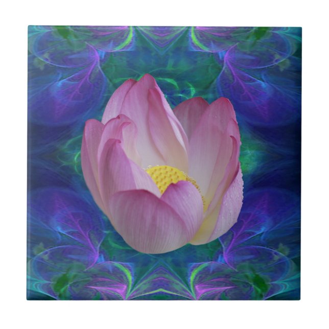 Pink lotus flower ceramic tile (Front)
