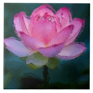 Pink Lotus Flower Ceramic Tile