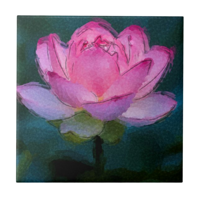 Pink Lotus Flower Ceramic Tile (Front)