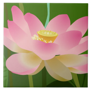 Pink Lotus Flower Ceramic Tile
