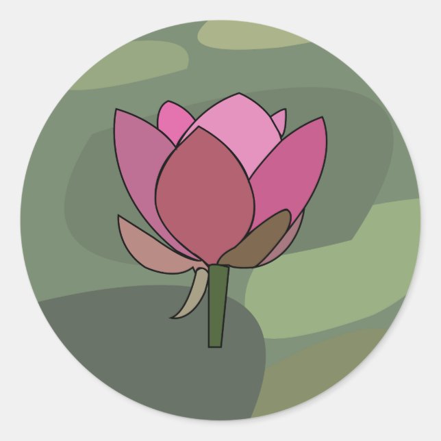 Pink Lotus Flower  Classic Round Sticker (Front)