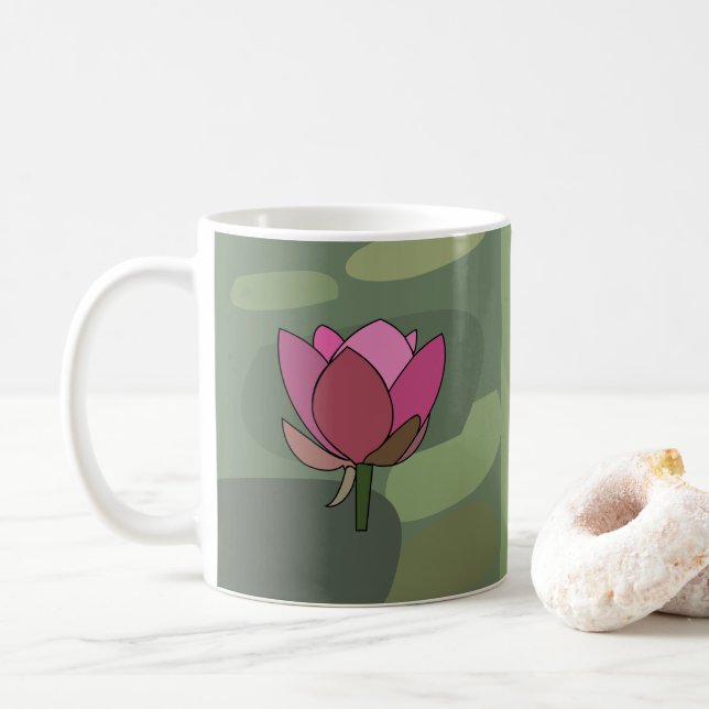 Pink Lotus Flower  Coffee Mug (With Donut)