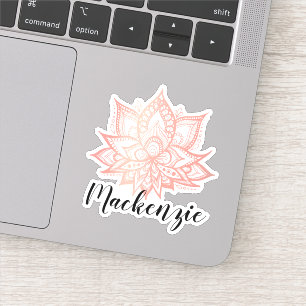 Pink Lotus Flower Custom Name Sticker
