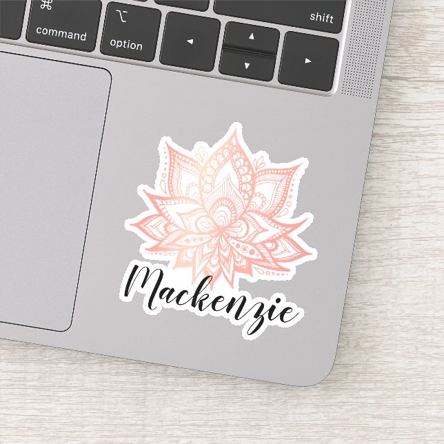 Pink Lotus Flower Custom Name Sticker (Detail)