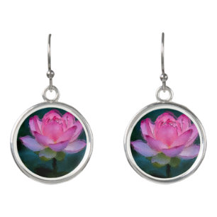 Pink Lotus Flower Earrings