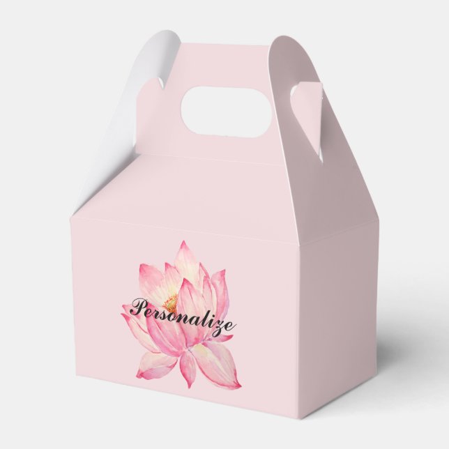 Pink Lotus Flower Favor Boxes (Front Side)