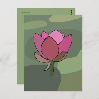Pink Lotus Flower Floral Postcard