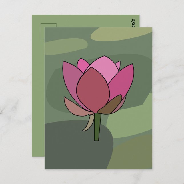 Pink Lotus Flower Floral Postcard (Front/Back)