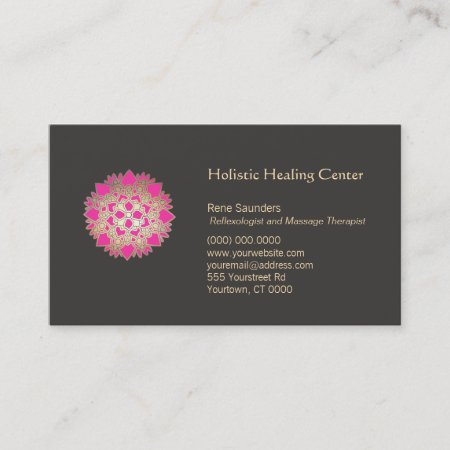 Pink Lotus Flower Holistic Natural Healing Arts Business Card