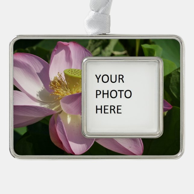 Pink Lotus Flower II Summer Floral Christmas Ornament (Front)