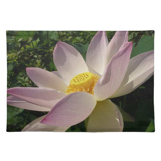 Pink Lotus Flower III Summer Floral Cloth Placemat (Front)