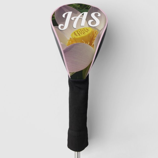 Pink Lotus Flower III Summer Floral Golf Head Cover (Front)