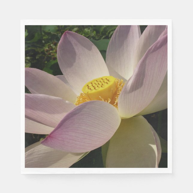 Pink Lotus Flower III Summer Floral Napkins (Front)