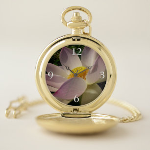 Pink Lotus Flower III Summer Floral Pocket Watch