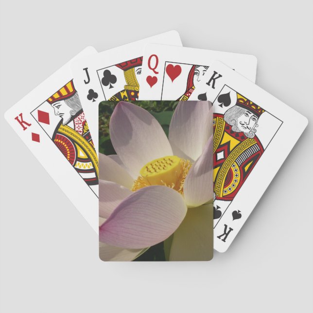 Pink Lotus Flower III Summer Floral Poker Cards (Back)