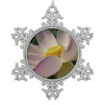 Pink Lotus Flower III Summer Floral Snowflake Pewter Christmas Ornament