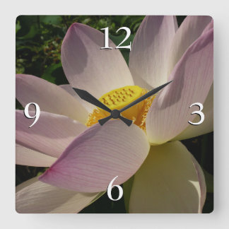 Pink Lotus Flower III Summer Floral Square Wall Clock