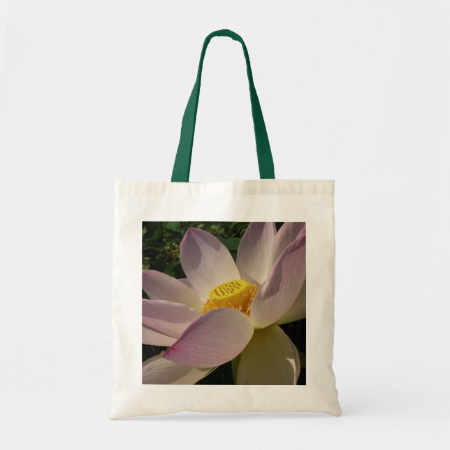 Pink Lotus Flower III Summer Floral Tote Bag (Front)