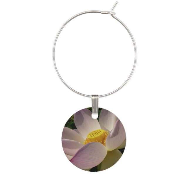 Pink Lotus Flower III Summer Floral Wine Charm (Front)