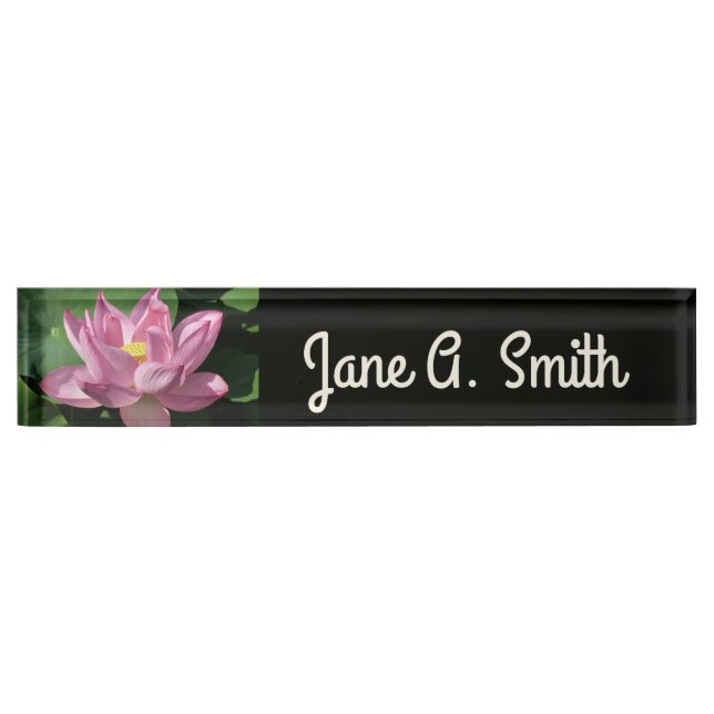 Pink Lotus Flower IV Desk Name Plate (Front)