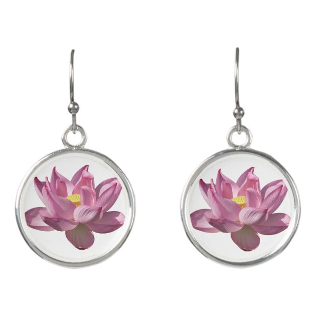 Pink Lotus Flower IV Earrings (Front)