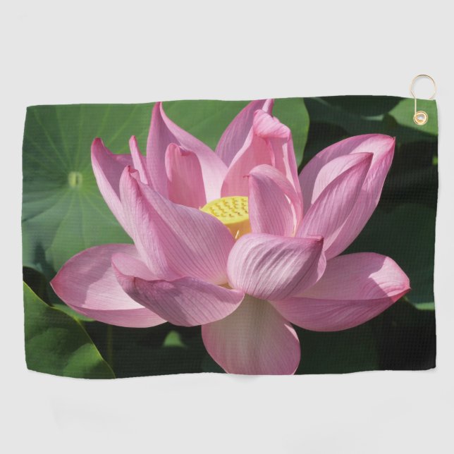 Pink Lotus Flower IV Golf Towel (Horizontal)
