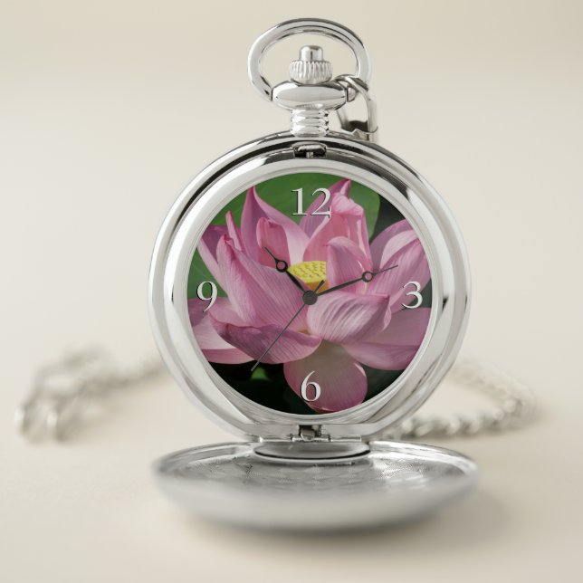 Pink Lotus Flower IV Pocket Watch (Inside)