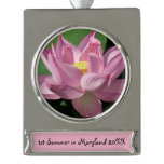 Pink Lotus Flower IV Silver Plated Banner Ornament