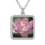 Pink Lotus Flower IV Silver Plated Necklace