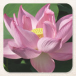 Pink Lotus Flower IV Square Paper Coaster