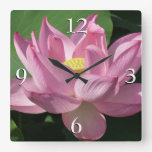 Pink Lotus Flower IV Square Wall Clock