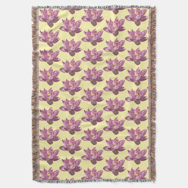 Pink Lotus Flower IV Throw Blanket (Front Vertical)
