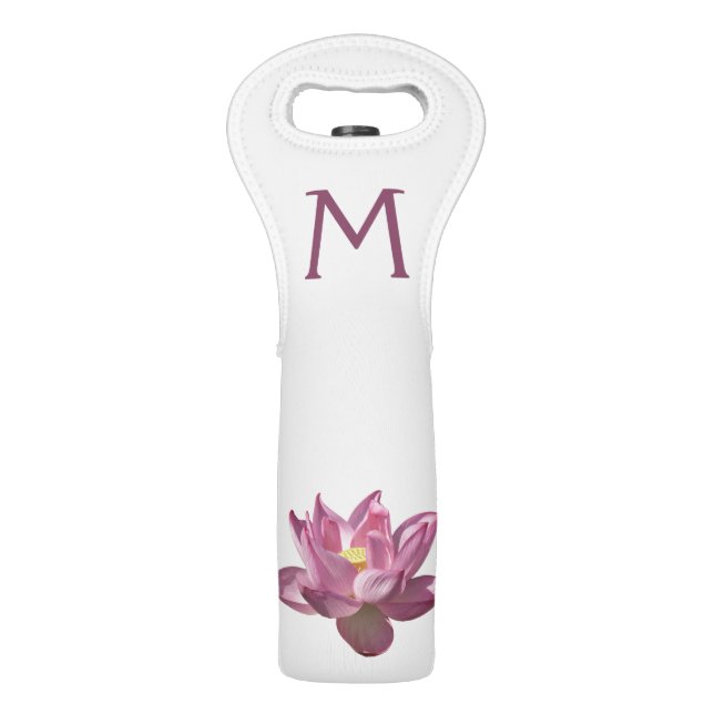 Pink Lotus Flower IV Wine Bag (Front)