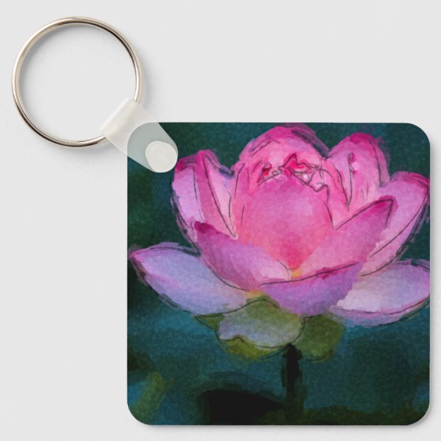 Pink Lotus Flower Keychain (Front)