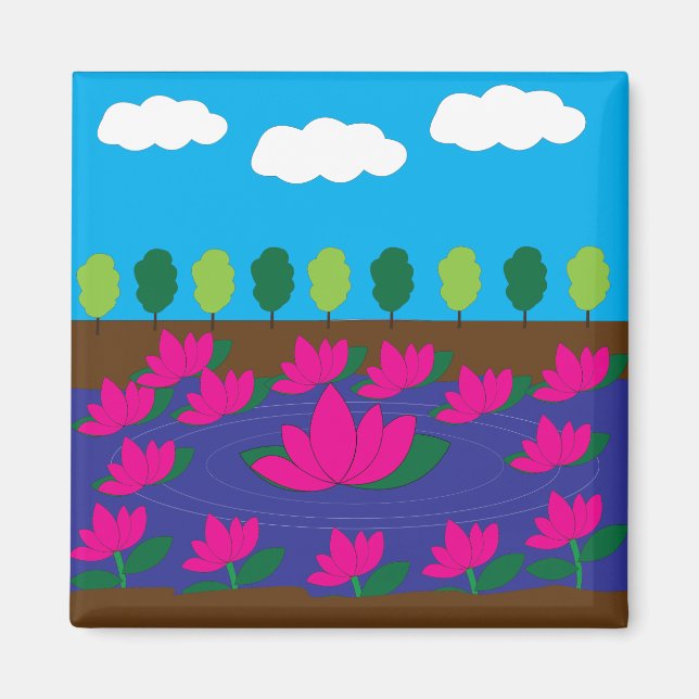 Pink Lotus Flower Lake Lotus Magnet (Front)
