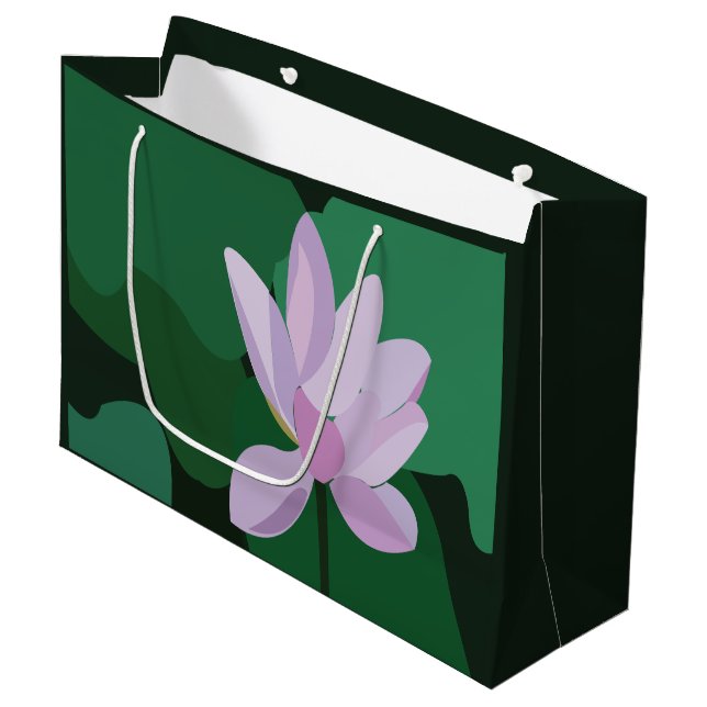 Pink Lotus Flower Large Gift Bag (Front Angled)