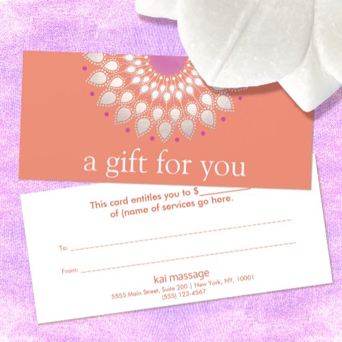 Pink Lotus Flower Massage Floral Gift Certificate