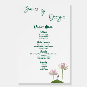 Pink Lotus Flower Minimal Personalized Wedding Foam Board