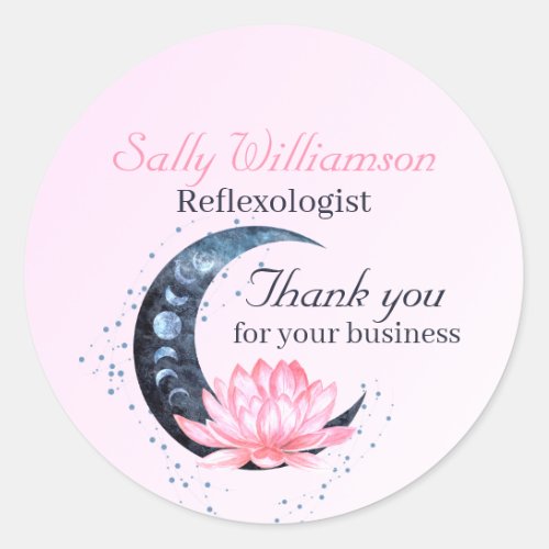 Pink Lotus Flower Moon Business Appreciation Classic Round Sticker