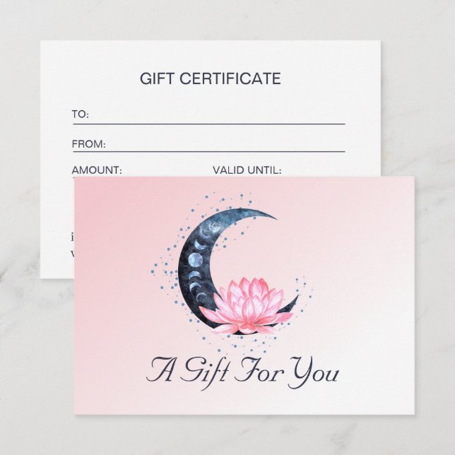 Pink Lotus Flower Moon Business Gift Certificate (Front/Back)