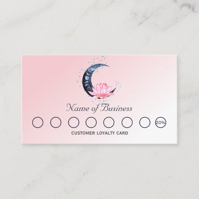 Pink Lotus Flower Moon  Loyalty Card (Front)