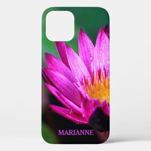 Pink Lotus Flower Name Personalized iPhone 12 Case
