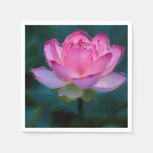 Pink Lotus Flower Napkins (Front)
